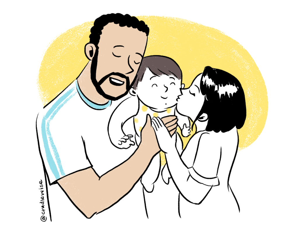 Mom and dad holding baby improves emotional bonding