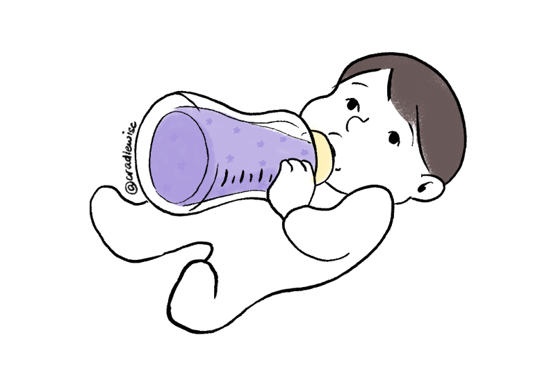 Baby drinking milk from a bottle